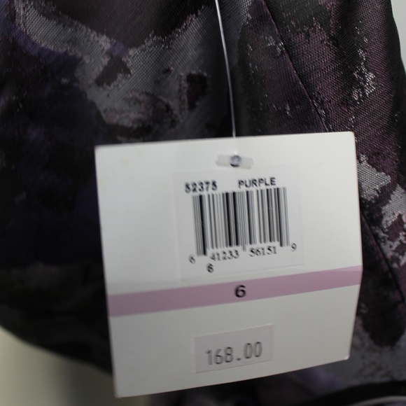 Donna Morgan Purple Belted Strapless Dress 6 New - Picture 7 of 8